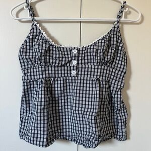 Gingham Babydoll Top
